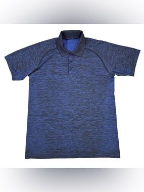 Lululemon Metal Vent Tech Polo Shirt Men’s Medium Heather Cobalt Blue Athletic